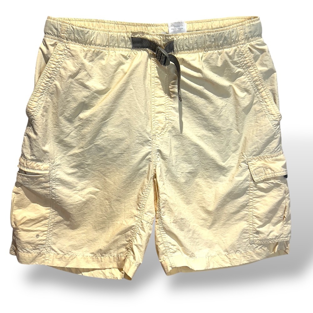 Columbia Cargo Swim Shorts Mesh Lined‎ Light Yellow Adjustable Waist Pockets